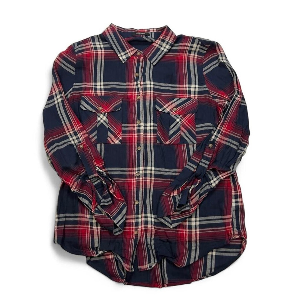 Ambiance Plaid Button Up Shirt Women’s Medium Cozy Flannel Style